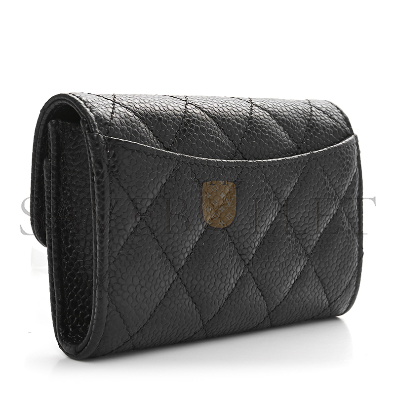 CHANEL CAVIAR QUILTED FLAP CARD HOLDER WALLET BLACK AP0214 (11.3*7.5*2.5cm)